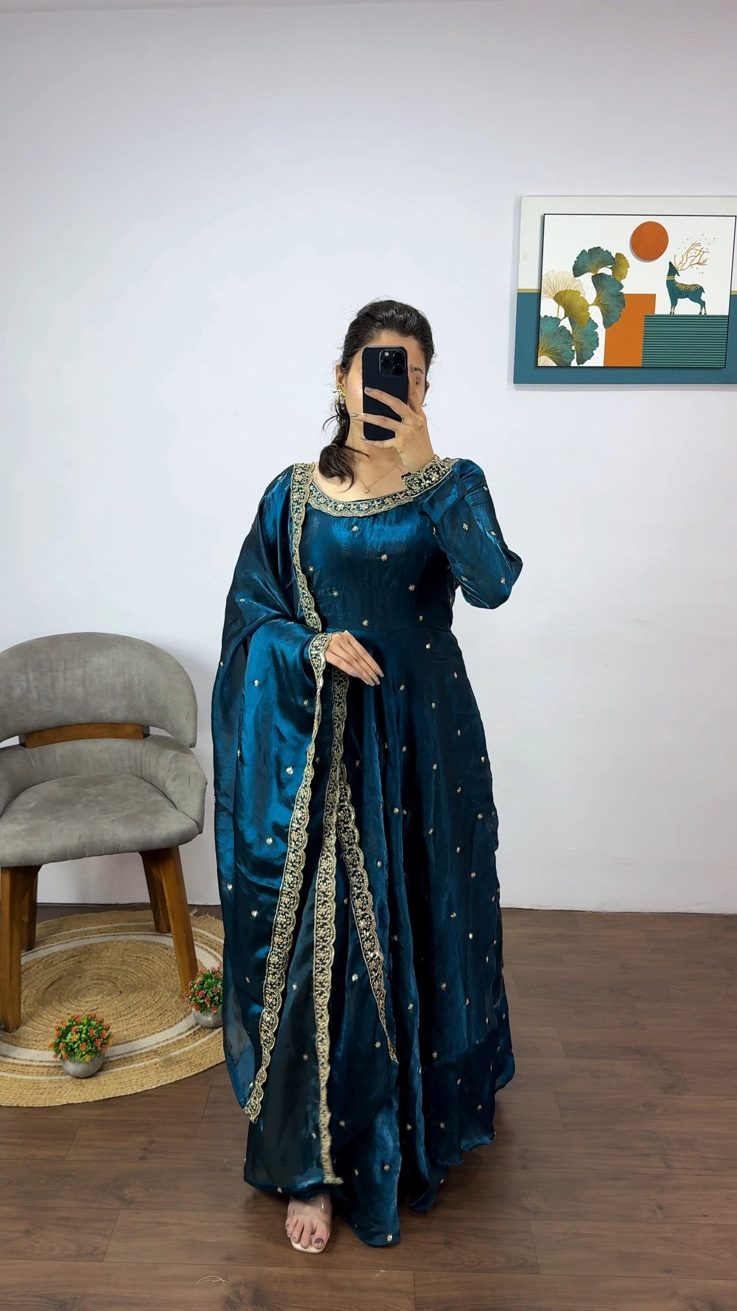 Space Silk Gown with Dupatta