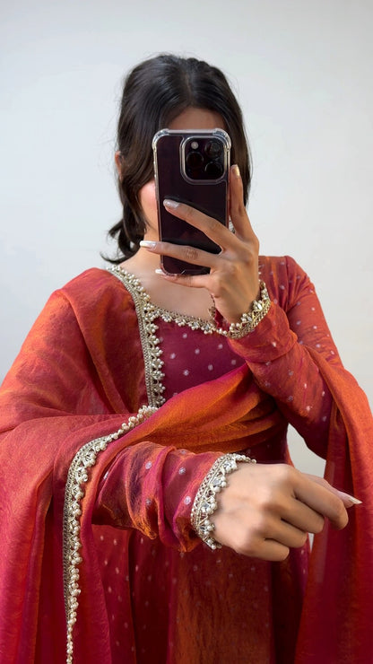Monisha tissue gown with dupatta