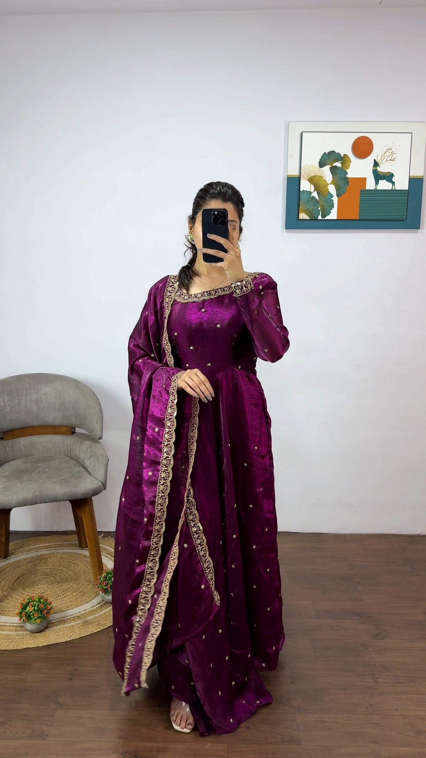 Space Silk Gown with Dupatta
