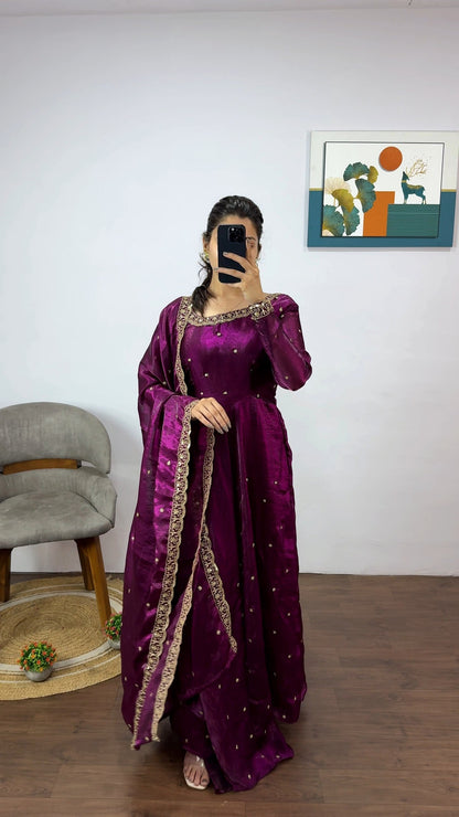 Space Silk Gown with Dupatta