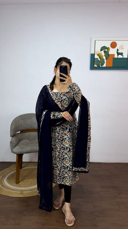 Kalamkari Kurti with Dupatta