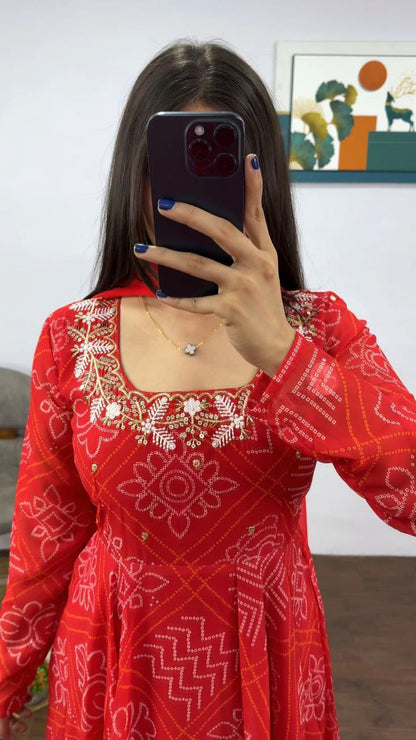 Bandhini Gown with Dupatta