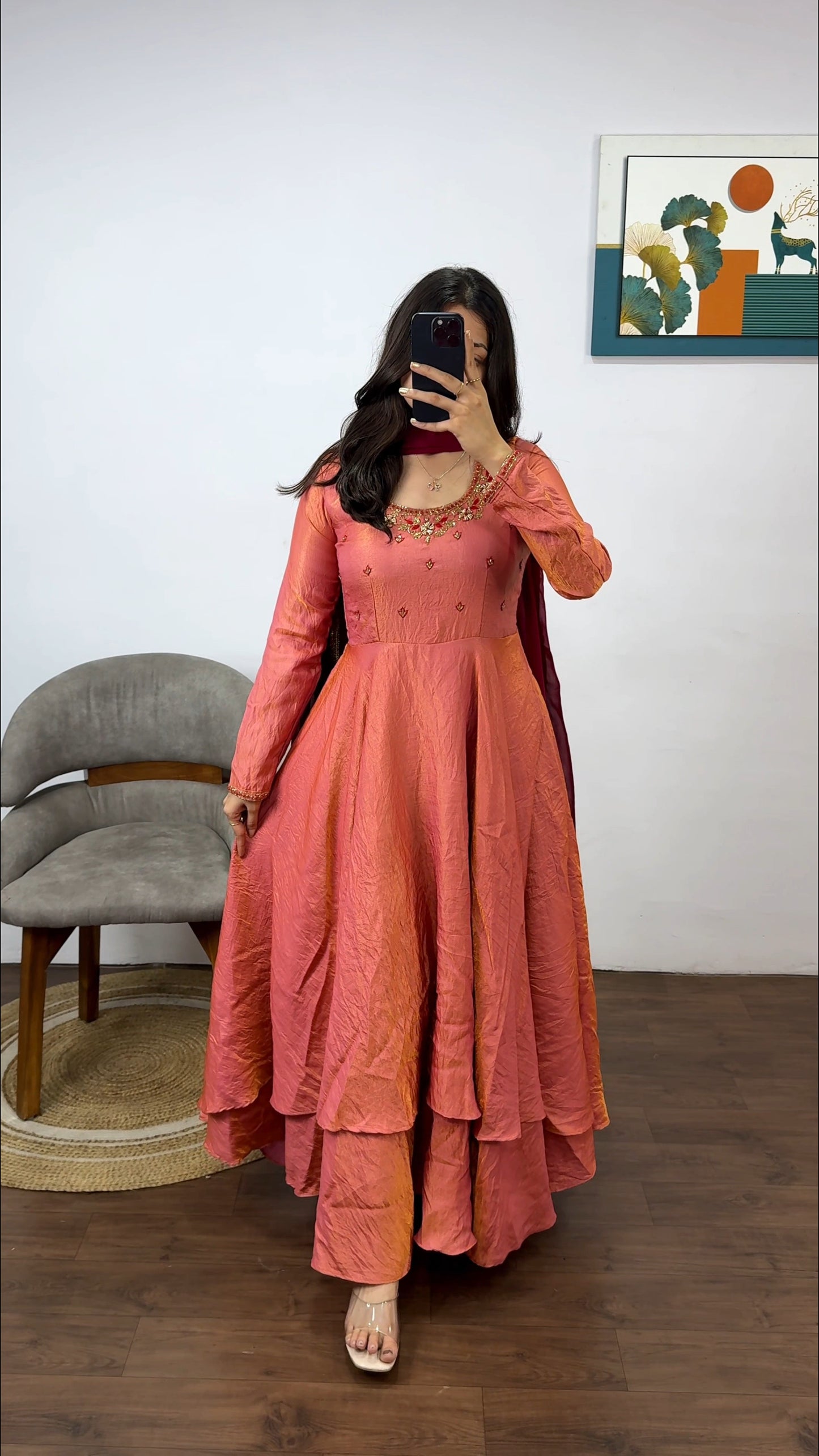 double layer anarkali gown