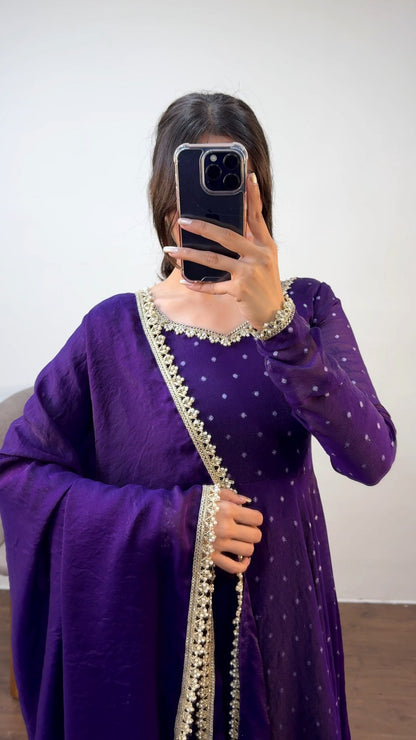 Monisha tissue gown with dupatta