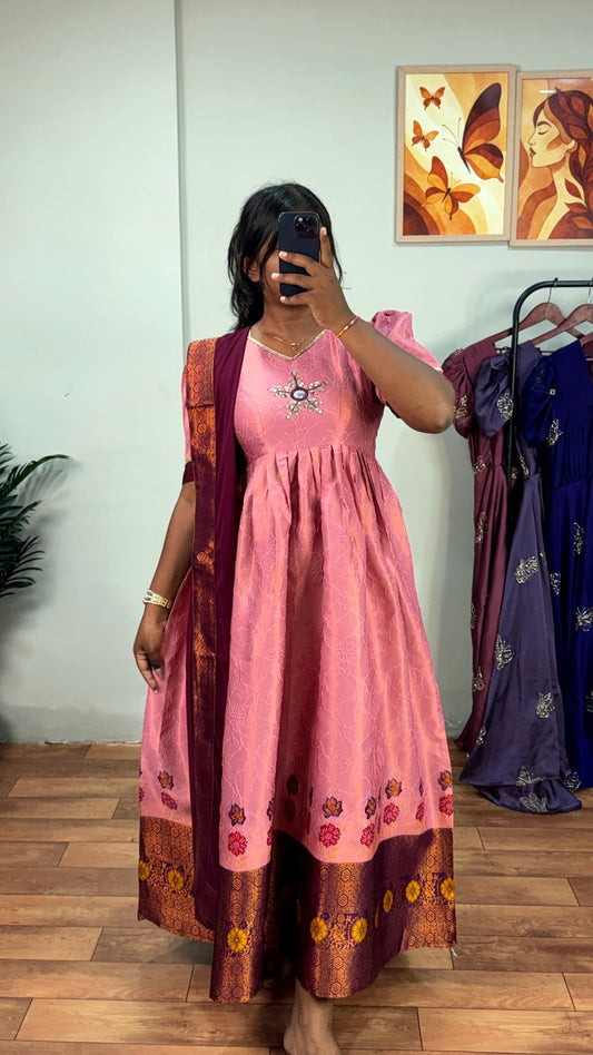 Banarasi silk gown with dupatta