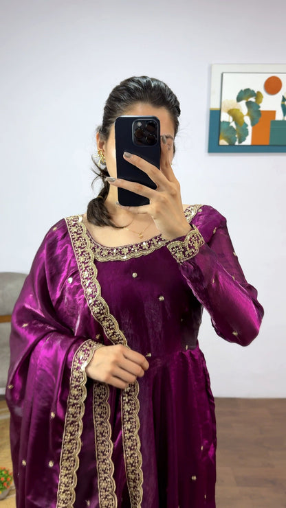 Space Silk Gown with Dupatta