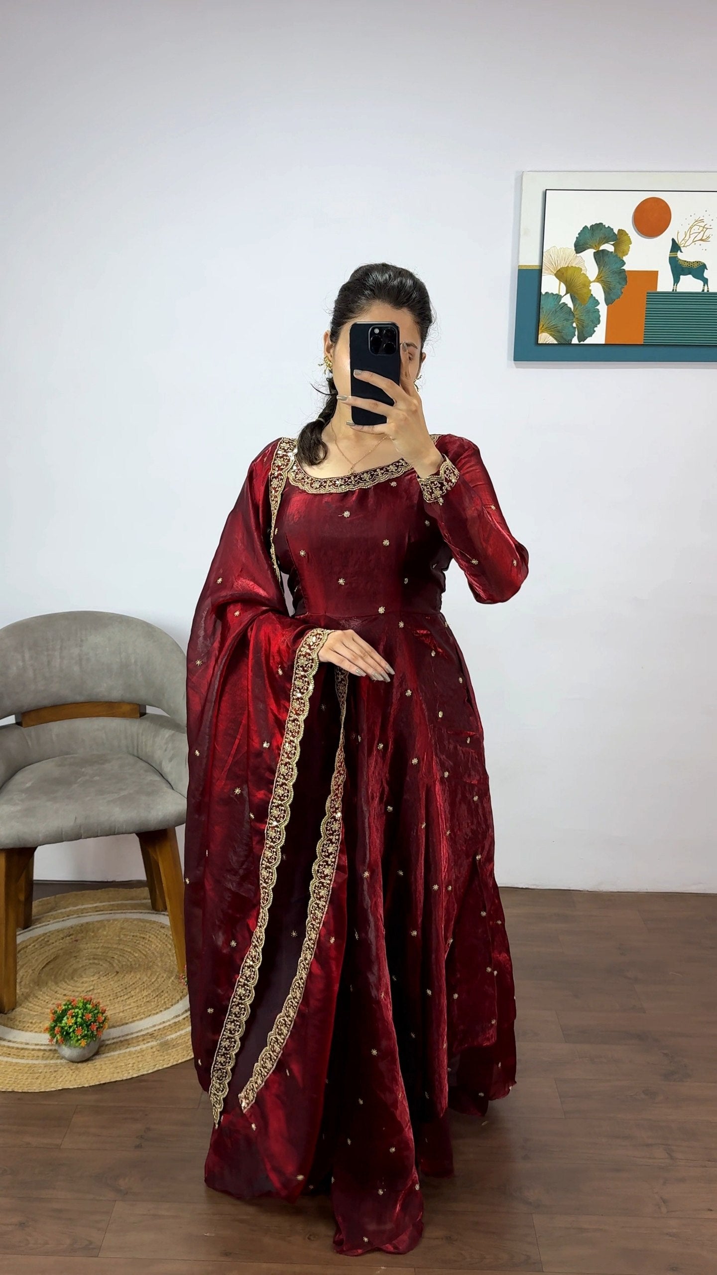 Space Silk Gown with Dupatta