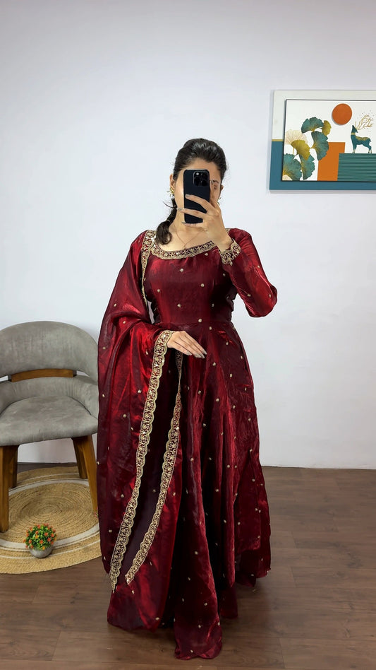 Space Silk Gown with Dupatta