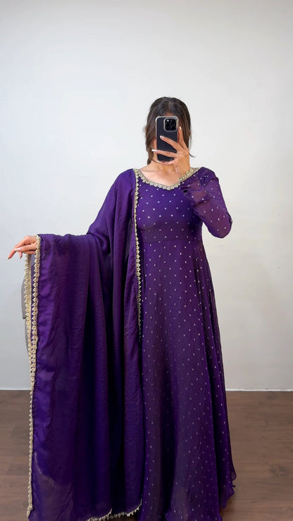 Monisha tissue gown with dupatta