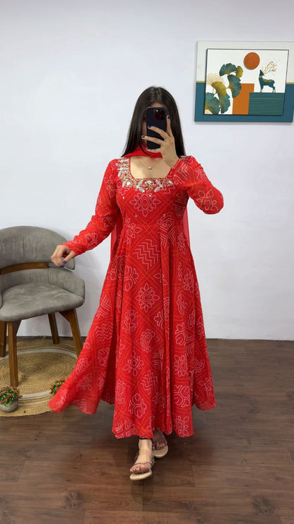 Bandhini Gown with Dupatta