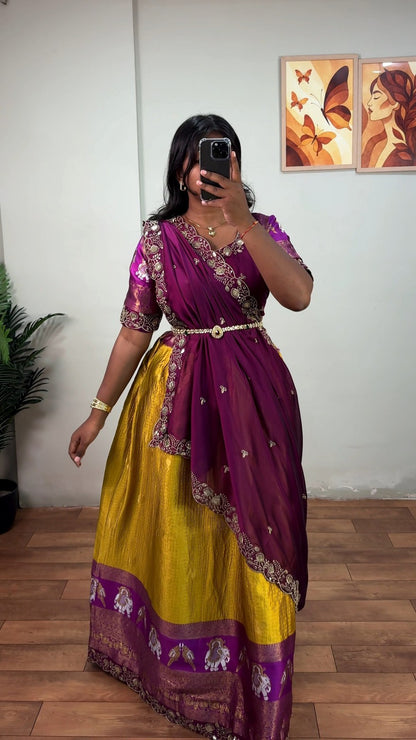 Kanjeevaram Silk Dhavani Set