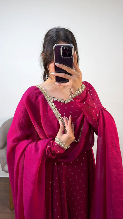 Monisha tissue gown with dupatta