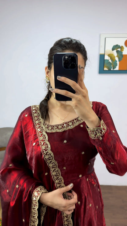 Space Silk Gown with Dupatta