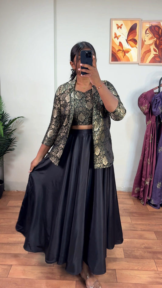 crop-top jacket lehenga.