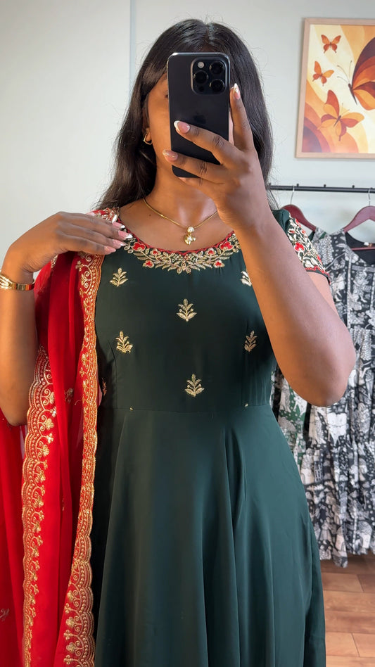 Georgette Anarkali with Dupatta