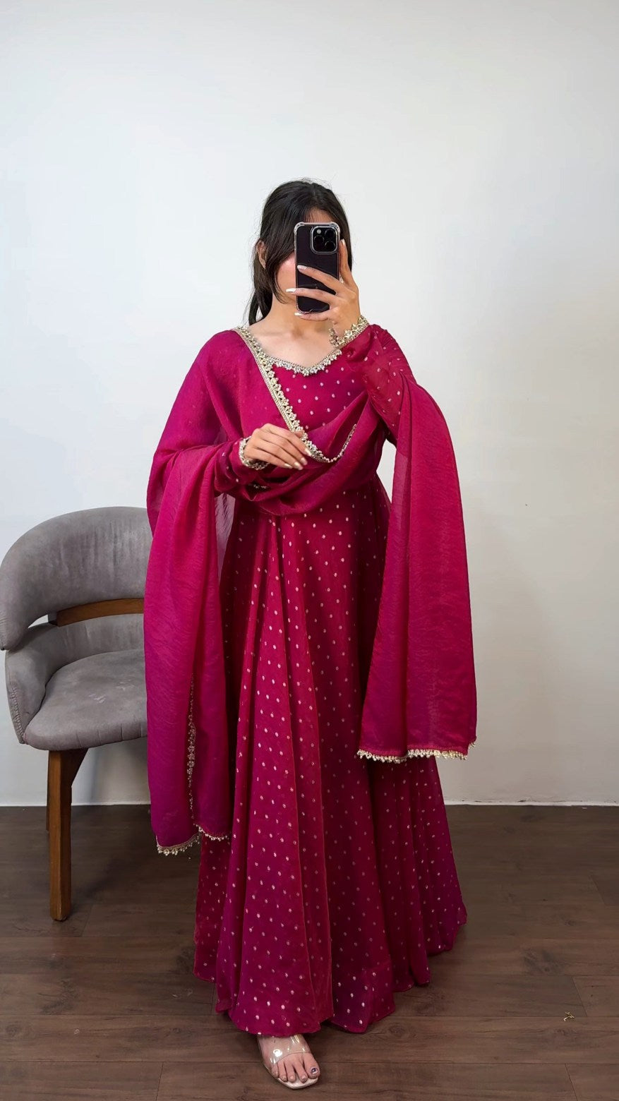Monisha tissue gown with dupatta