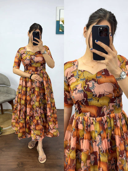 Kalamkari Cotton Frock's.