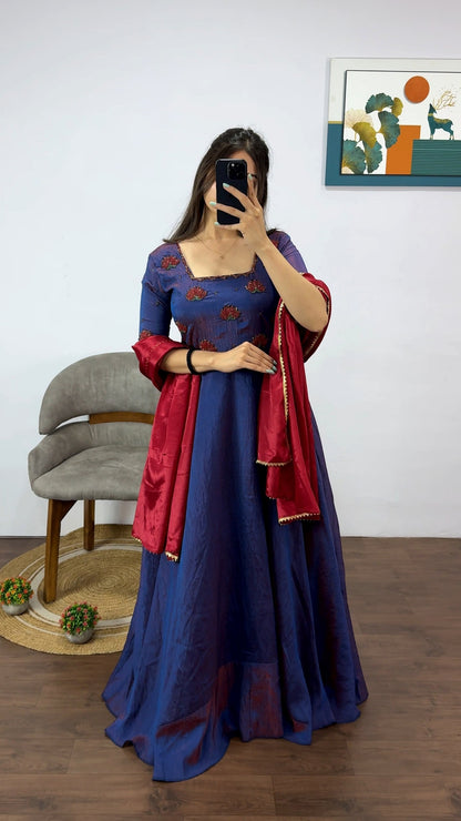 Vichitra Gown with Dupatta