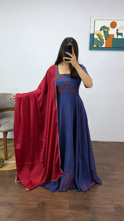 Vichitra Gown with Dupatta