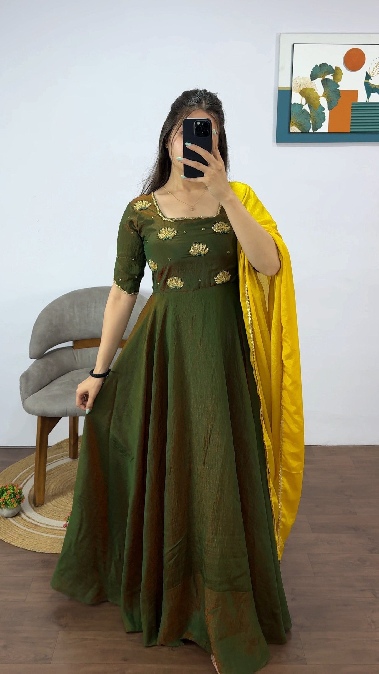 Vichitra Gown with Dupatta