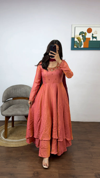 double layer anarkali gown