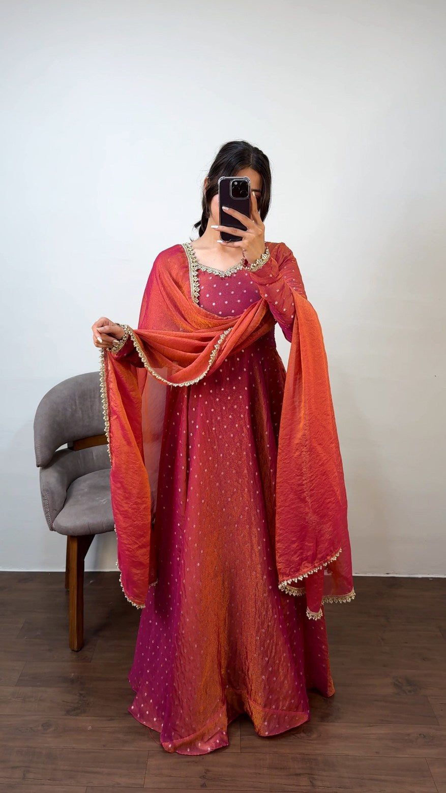 Monisha tissue gown with dupatta