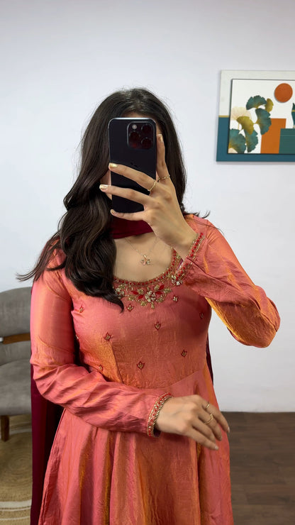 double layer anarkali gown