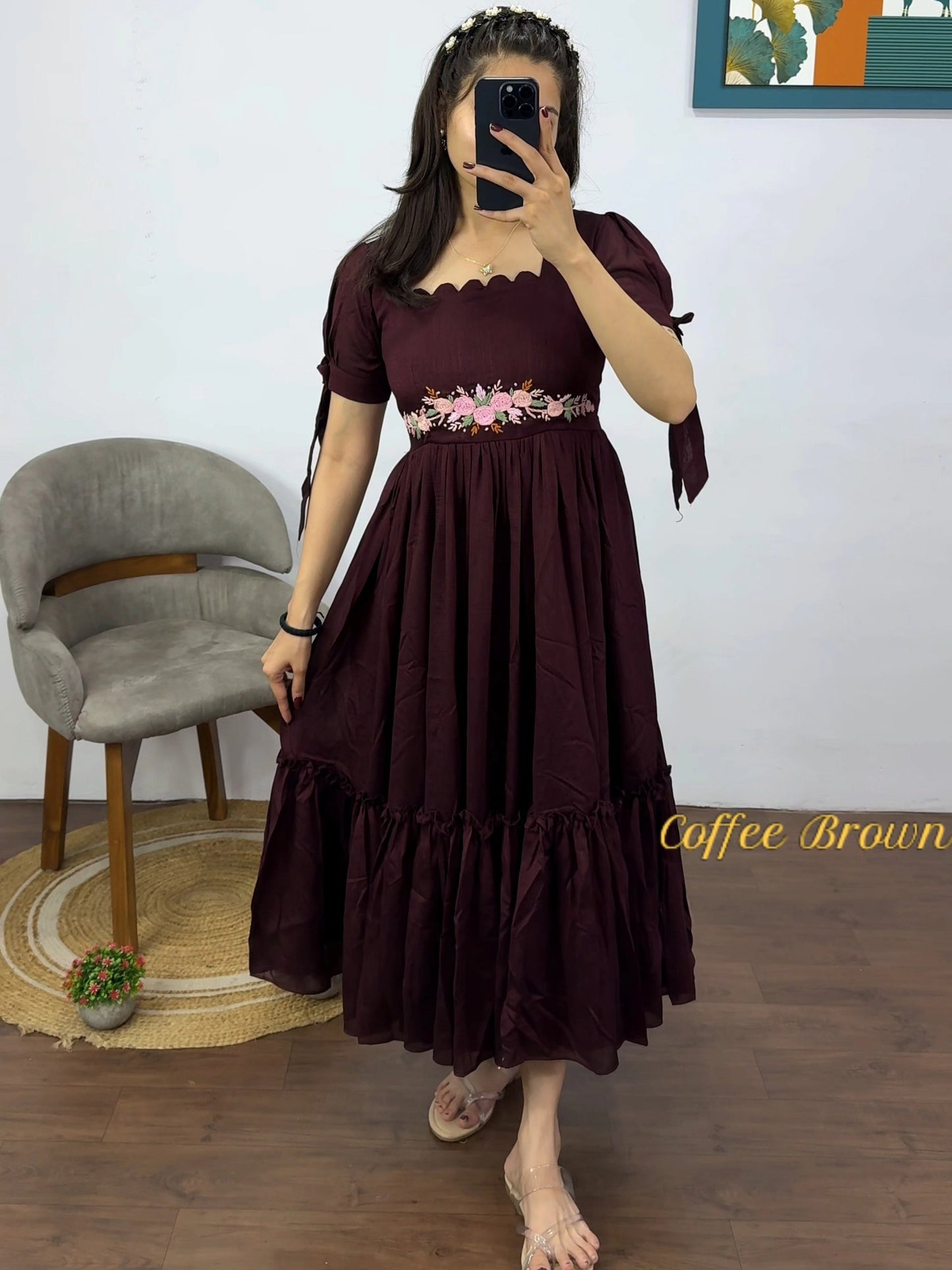Floral Waistline Midi